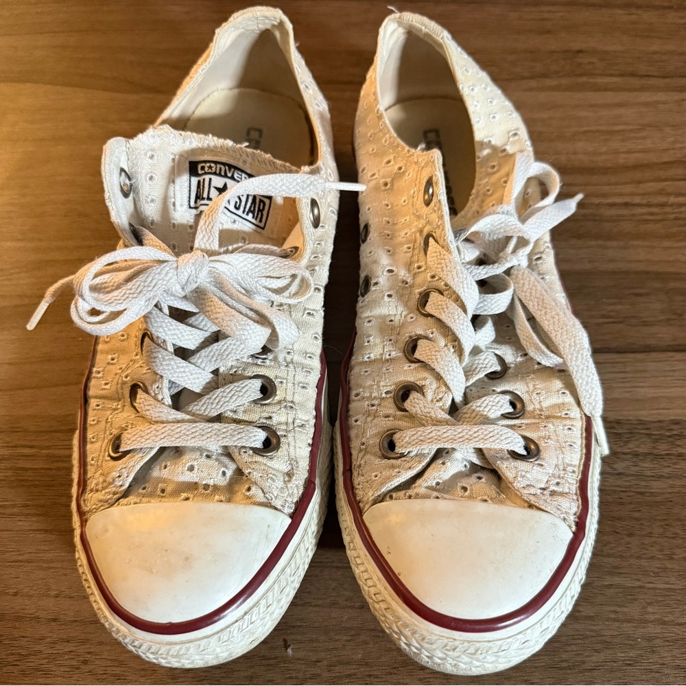 Converse White Eyelet Lace Sneakers